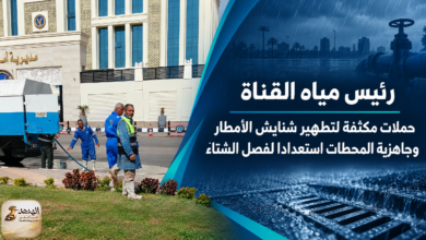 رئيس مياه القناة حملات مكثفة لتطهير شنايش الأمطار وجاهزية المحطات استعدادا لفصل الشتاء